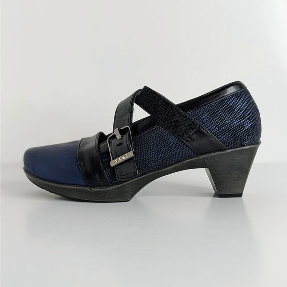 Naot Shoes Dashing Women EU 36 Blue Black Heels Mary Jane Hook and Loop Strap - Picture 5 of 16